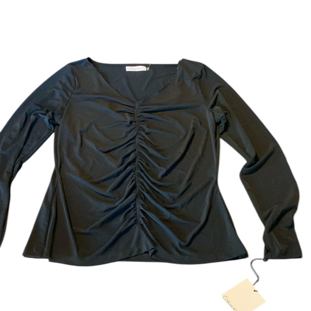 NWT Calvin Klein black blouse easy to dress up or down size large
